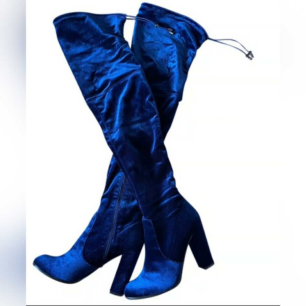 🍒🦋Brand new in box over the knee velvet blue boots💙👢 - Picture 4 of 4